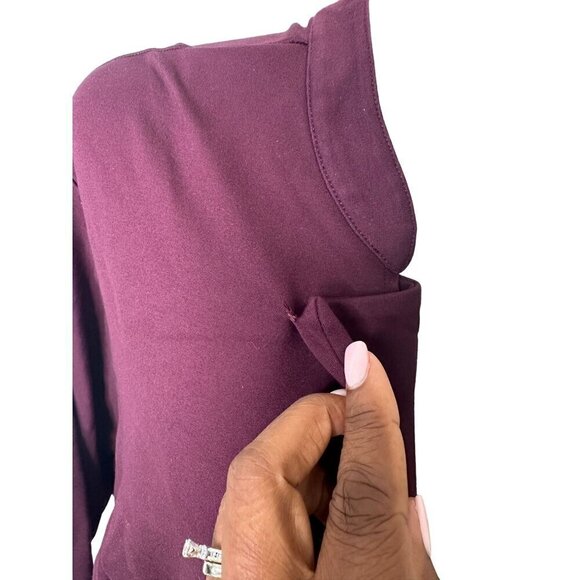 Torrid Plum Burgundy Open Front Jacket Cardigan With Ruffle Detail Button Cuffs - Picture 3 of 11